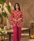 Mizaaj  -Magenta Ikat Printed Shirt Kaftan  With  Balloon Pant( Pre-Order)