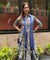 Rozana-Blue Cotton Elegant Fusion Drape Dress