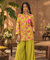 Festive  Lime Green Ikat Printed Short Kurta With Cowl Pant(Pre-order)