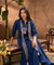 Rozana-Dark Blue Cotton Slub Elegant Fusion Drape  Dress(Pre-order)