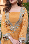 AFSUN -Mirror Embellished Mustard Ethnic Kurta set