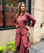 REZAAR-Brown Drape Skirt Co-Ord Set with Shirt Top