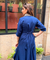 Rozana-Dark Blue Cotton Slub Elegant Fusion Drape  Dress(Pre-order)