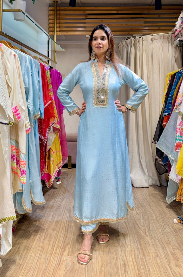 PHULJARI - Pastel Blue Two Piece Set
