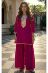 FITOOR - Magenta short Kurta With Cowl Pant