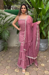 Mauve Embroidered Sharara Set