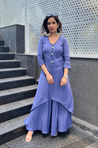 Periwinkle Blue Solid Two Layered Gown