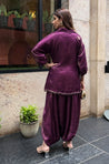 Mizaaj-Wine Tunic style Top  with Dhoti Skirt Set(PRE-0RDER)