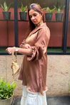 Mizaaj- Mocha Brown Tunic Sharara Set
