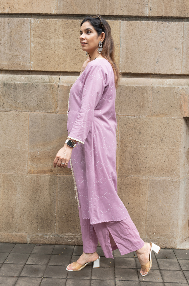 REZAAR-Lilac Three  Piece Cotton Jacket Set
