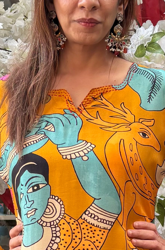 Yellow Printed Straight fit Kurta With  Pants