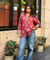 Jazba - Berry Red floral Motif  Shirt