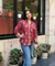 Jazba - Berry Red floral Motif  Shirt