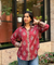 Jazba - Berry Red floral Motif  Shirt