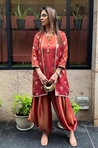 Festive Rust Red  Jacket with Inner and Goro  Pant