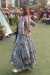Rozana- Blue Cotton Elegant Fusion  Drape  Dress