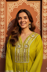 FITOOR-Lime Green Embroidered Kurta Set