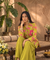 Festive  Lime Green Ikat Printed Short Kurta With Cowl Pant(Pre-order)
