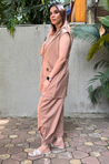 REZAAR-Mocha Blazer With Bustier and cuffed Pants