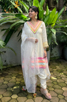 Off white Anarkali Suit With Organza Dupatta