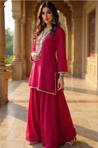 FITOOR - Magenta short Kurta With Cowl Pant