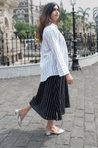 REZAAR-Striped A-line Dress With Shirt