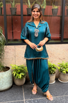 Mizaaj-  Teal  Green Tunic style Top  with Dhoti Skirt Set(PRE-0RDER)