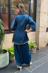 Mizaaj-Dark Blue Tunic style Top  with Dhoti Skirt Set(PRE-0RDER)