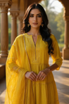 Yellow  Anarkali  Three piece set with Dupatta