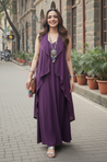 Rozana - Wine long Gown With Jacket