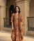 Rozana-Rust Orange Cotton Elegant Fusion  Drape  Dress