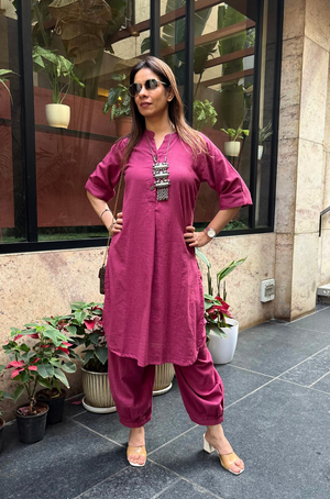 Rozana - AM to PM Beetroot  Co-ord Set