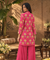 Festive Fuchsia  Pink Ikat Printed Short Kurta With Cowl Pant(Pre-order)