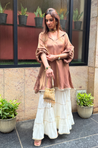Mizaaj- Mocha Brown Tunic Sharara Set