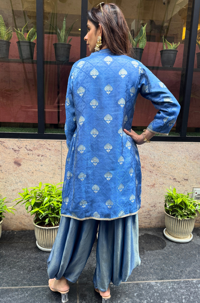 Festive  Dusty Royal blue  Jacket with Inner and Goro  Pant