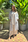REZAAR- Greyish -Blue  Three  Piece Cotton Blazer Jacket Set