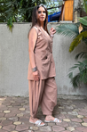 REZAAR-Mocha Blazer With Bustier and cuffed Pants