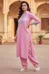 PHULJARI-Blush Pink Festive Jacquard Pathani Set