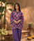 Mizaaj  -Purple Ikat Printed Shirt Kaftan  With  Ballon Pant( Pre-Order)