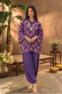 Mizaaj  -Purple Ikat Printed Shirt Kaftan  With  Ballon Pant( Pre-Order)
