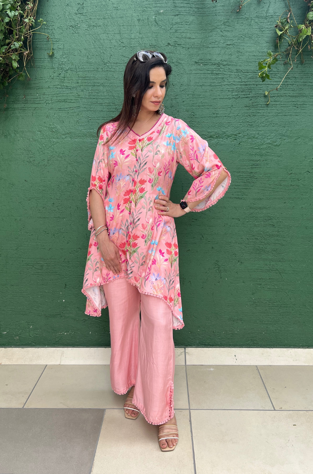 Cherry Blossom Pink Floral Printed Two Piece Set