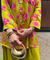 Festive  Lime Green Ikat Printed Short Kurta With Cowl Pant(Pre-order)