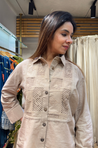 Rozana - Caramel Taupe Cutwork Cotton Co-ord Set