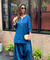 Festive  Sapphire Blue Kurta with Cowl Pants Set