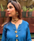Festive  Sapphire Blue Kurta with Cowl Pants Set