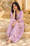 Festive Lavender Kurta with Cowl Pants Set