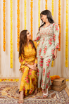 AAFREEN-  Marigold Floral Printed Co-Ord Set with Koti
