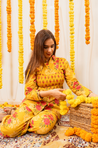 AAFREEN-  Marigold Floral Printed Co-Ord Set with Koti
