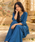 Festive  Sapphire Blue Kurta with Cowl Pants Set