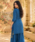 Festive  Sapphire Blue Kurta with Cowl Pants Set